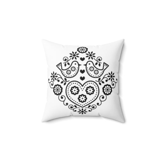 Spun Polyester Square Pillow - Polish Folk Art