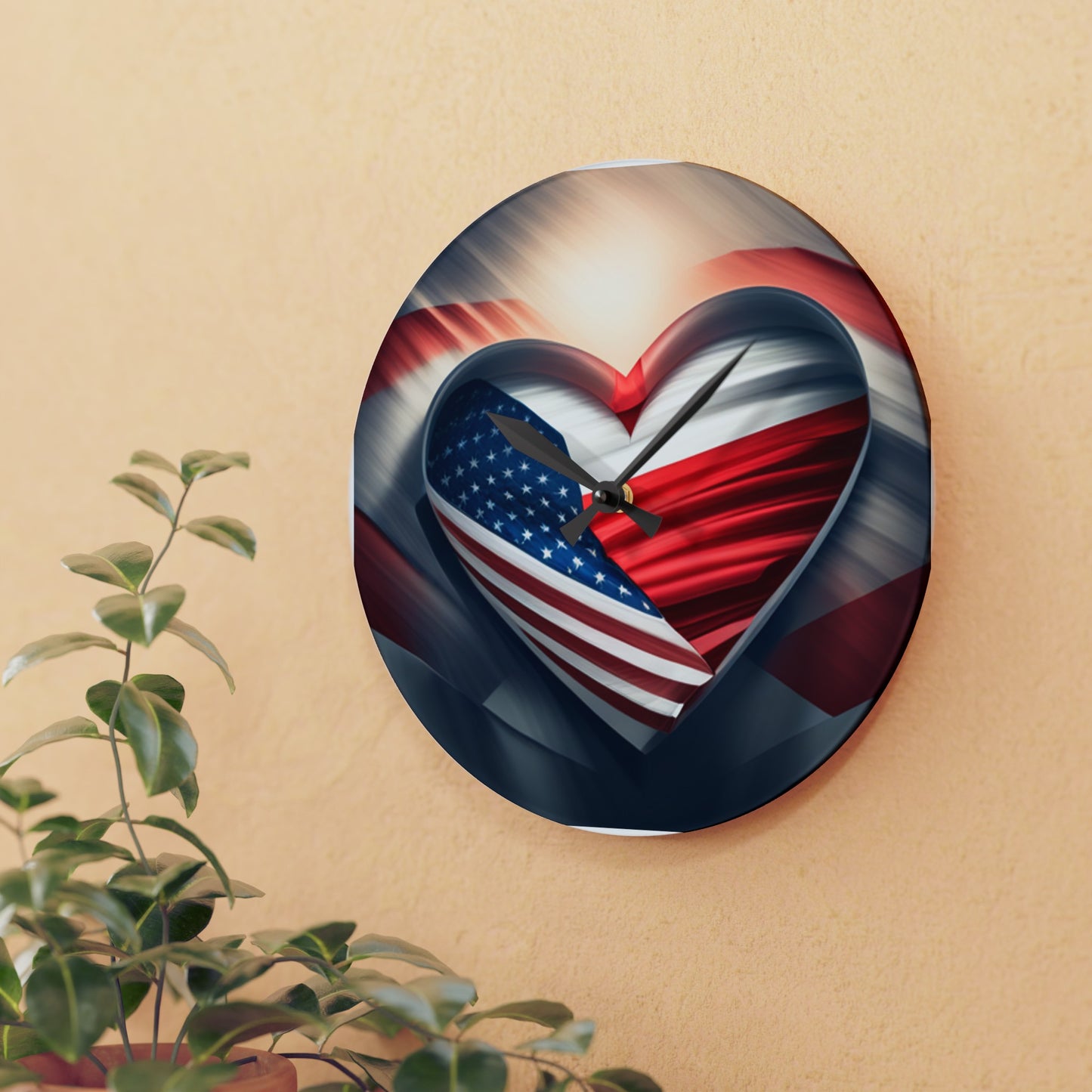 Acrylic Wall Clock - Polish American Flags