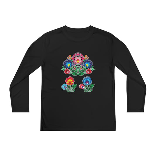 Polish Folk Flowers Youth Long Sleeve Competitor Tee