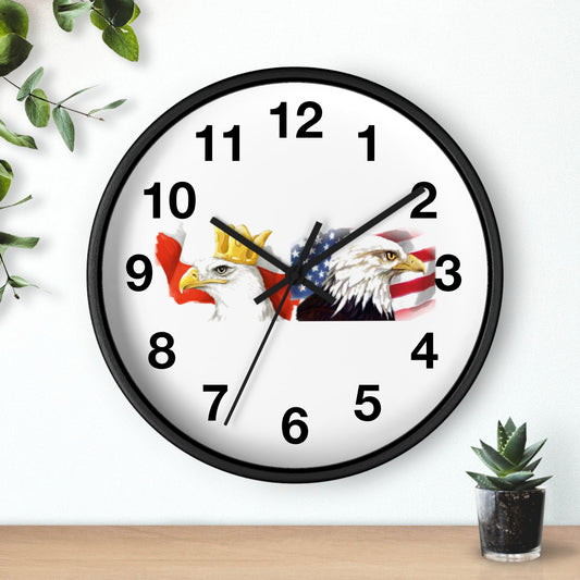 Wall Clock - Polish American Flags with Eagles