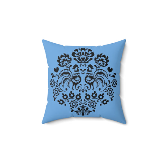 Spun Polyester Square Pillow - Polish Koguty