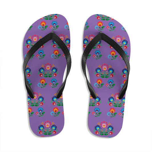 Unisex Polish Folk Flowers Flip-Flops