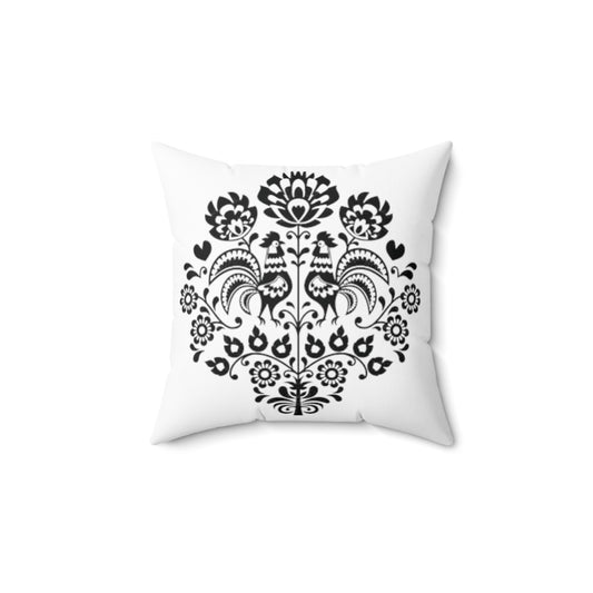 Spun Polyester Square Pillow - Polish Koguty 2 sided