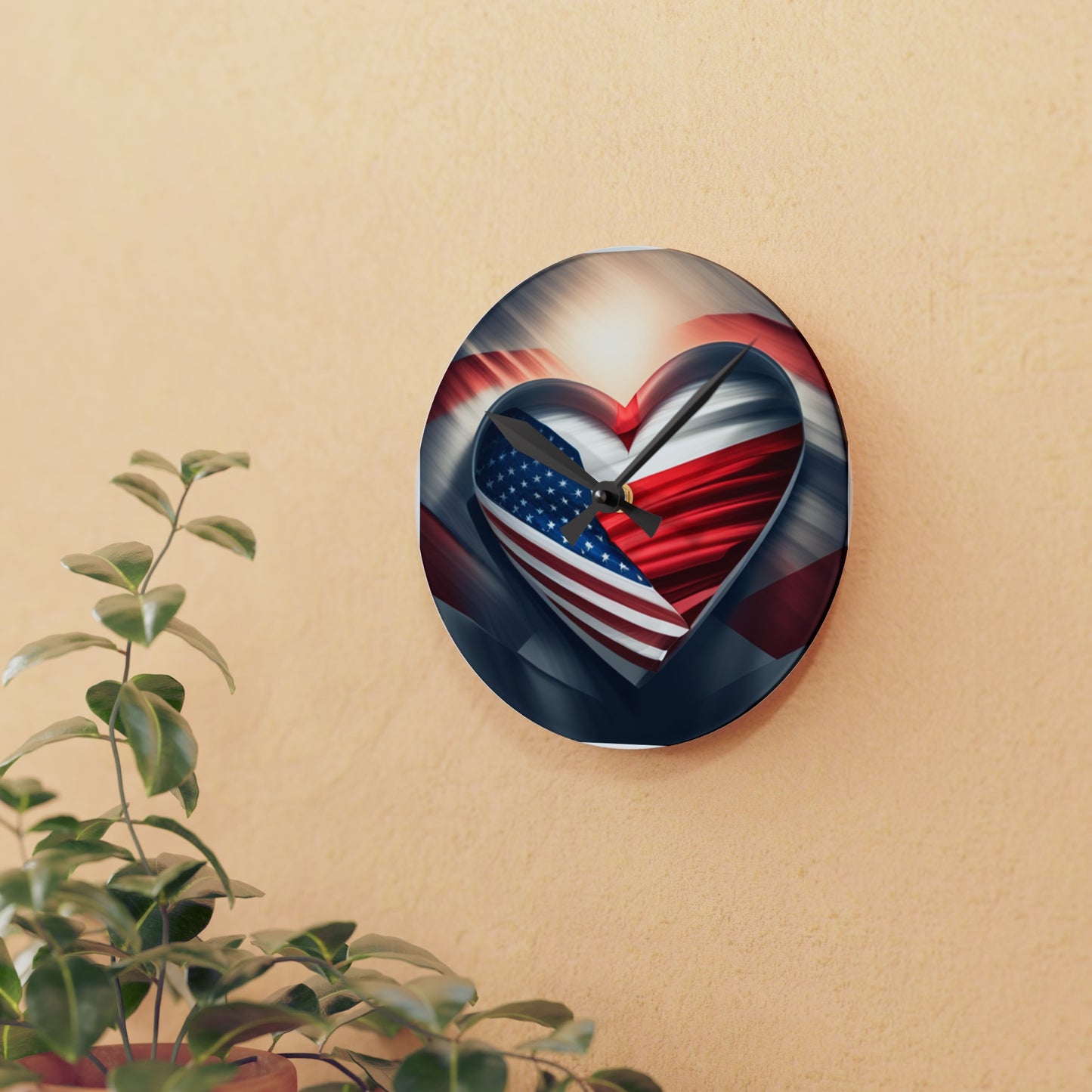 Acrylic Wall Clock - Polish American Flags