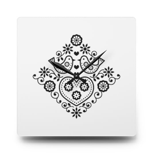 Acrylic Wall Clock - Polish Folk Art