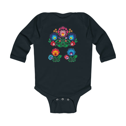 Infant Polish Folk Flowers Long Sleeve Bodysuit