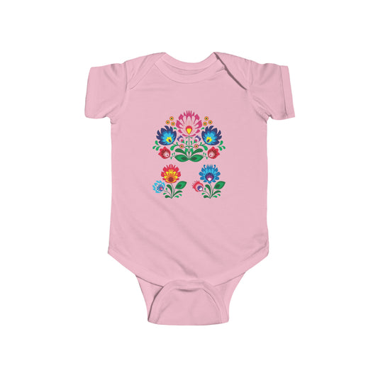 Infant Polish Folk Flowers Fine Jersey Bodysuit