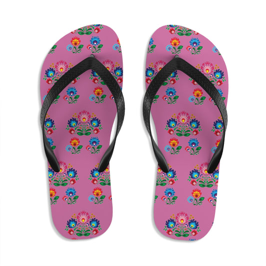 Unisex Polish Folk Flowers Flip-Flops