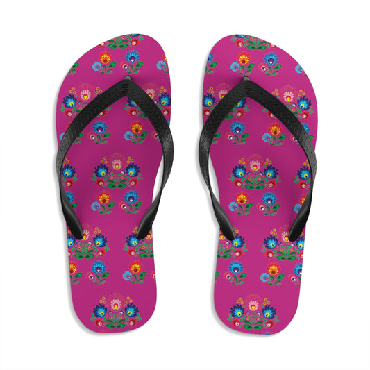 Unisex Polish Folk Flowers Flip-Flops